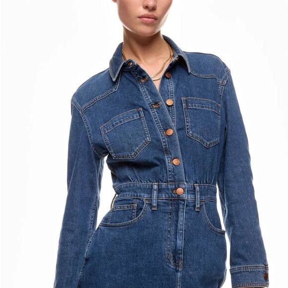 Madewell | Denim Western Midi Shirtdress in Laselle Wash Blue Long Sleeve Size 8 - Picture 5 of 9